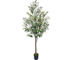 Grand olivier artificiel en pot de 180 cm | Feuilles vertes réalistes et fruits d'olivier, grand arbre artificiel en pot pour salon, bureau, entrée et décoration