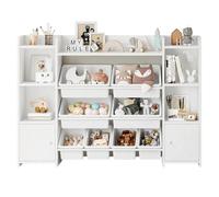 Grand Organisateur Enfant Ginger Home, Étagère Blanche Avec 8 Bacs Et 2 Placards Pour Jouets Et Livres, 141,5x100x30 Cm Multicolore