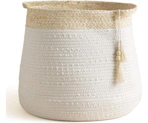 Grand panier à linge blanc avec poignée et brosse pour ranger les jouets dans la chambre de bébé
