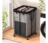 Grand panier à linge de 150 litres avec armature métallique et housse