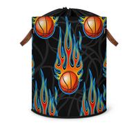 Grand panier à linge de basket-ball, panier de rangement, panier de rangement pliable pour le feu, panier à linge, panier de rangement en tissu avec couvercle à cordon de serrage