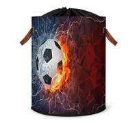 Grand panier à linge de football, panier de rangement pliable pour le feu et l'eau, panier à linge en tissu avec couvercle à cordon de serrage