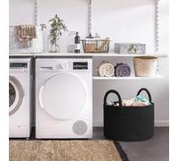 Grand panier à linge en corde de coton – 32 l – Panier de rangement – Noir – Diamètre 40 x hauteur 25 cm