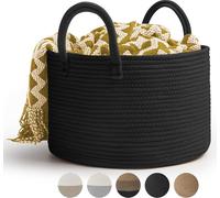 Grand panier à linge en corde de coton - 32L - Panier de rangement - Noir - D40 x H25 CM