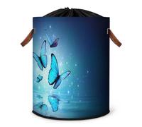 Grand panier à linge en forme de papillon - Panier de rangement pliable en tissu avec couvercle à cordon de serrage