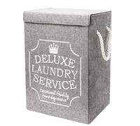 Grand panier à linge pliable avec couvercle, avec poignées, panier à linge sale pour vêtements sales, chambre à coucher, salle de bain, buanderie, dortoir, université, rangement à la maison Gris clair