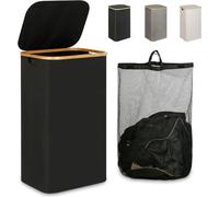 Grand panier à linge pliable avec poignée et couvercle, 110 L, avec sac intérieur amovible pour les vêtements, les jouets et les serviettes - Noir