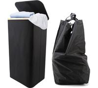 Grand panier à linge pliable de 100 litres avec couvercle et sacs à linge amovibles, grand modèle avec poignées, idéal pour la chambre et la salle de bains, 40,5 x 33 x 75 cm