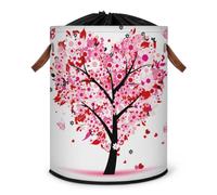 Grand panier à linge pliable en forme de papillon et de fleurs pour la Saint-Valentin, panier à linge pliable en tissu avec couvercle à cordon de serrage