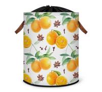 Grand panier à linge pliable en tissu avec couvercle à cordon de serrage pour fruits et clous de girofle et orange anis