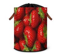 Grand panier à linge pliable en tissu avec couvercle à cordon de serrage pour fruits rouges