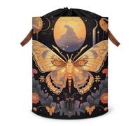 Grand panier à linge pliable mystique ethnique fleur papillon panier à linge avec cordon de serrage couvercle boîtes pour chambre à coucher, salle de bain