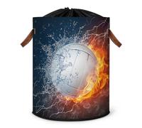 Grand panier à linge pliable pour volley-ball - Pour l'eau et le feu - Panier de rangement en tissu avec cordon de serrage
