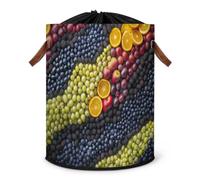 Grand panier à linge pliable sur le thème des fruits avec couvercle à cordon de serrage pour chambre à coucher, salle de bain