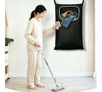 Grand panier à linge suspendu - Sac de rangement pour vêtements à accrocher sur la porte, avec grande ouverture et fermeture éclair au fond, convient pour la salle de bain, la chambre, le dortoir, le 
