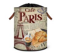 Grand panier à linge vintage Art France Paris Poster Panier à linge Panier de rangement pliable Panier à linge Panier à linge Panier de rangement en tissu avec couvercle à cordon de serrage