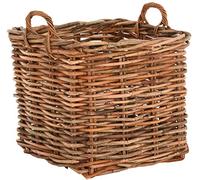 Grand panier à plantes en rotin naturel XXL avec poignées pour le jardin, les plantes - Panier décoratif (carré, moyen)