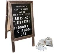 Grand panneau en bois avec cadre en A 91,4 x 50,8 cm - Lettres et boîtier interchangeables - Tableau autoportant en feutre rustique vintage - Affichage double face - Panneau de trottoir debout