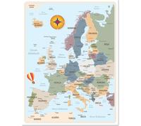 Grand panneau magnétique autocollant Carte de l'Europe avec aimants et photos