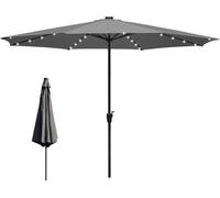 Grand parasol de 3,5 m avec LED intégrées – Pour un coin salon extérieur confortable, gris
