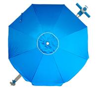 Grand parasol de plage Ø 240 cm, résistant au vent jusqu'à 35 km/h, protection UV 50+, matériaux de haute qualité, mât en aluminium, 8 baleines en fibre de verre, mât inclinable, sac de transport incl