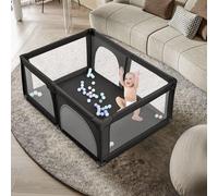 Grand parc à bébé pliable, noir, 180 x 120 x 66 cm, antidérapant