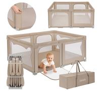 Parc pour enfants LIONELO Florence Easy Fold 151 x 185 cm, filet respirant, sûr, portable, pliable, 2 entrées, sac de transport - Beige