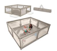 Lionelo Parc bébé WILLOW XL – 207×187 cm, 2 entrées latérales verrouillables – Beige