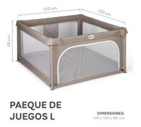 Grand Parc de Jeux L - MS Innovaciones 120 x 120 cm - Beige - Pliant avec Fenêtre en Filet