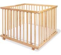 Grand parc pour enfants encastrable - Parc de protection en bois - 97 cm x 97 cm x 75 cm - Facile à ranger et réglable en hauteur
