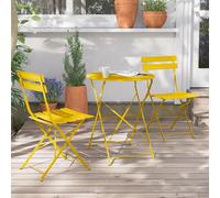 Grand patio Bistro Set 3 pièces Premium Acier Pliable Jaune