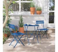 Grand patio Bistro Set 3 pièces Premium Acier Pliable Peacock Blue