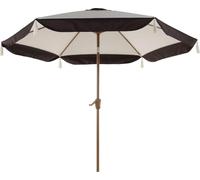 Grand patio Parasol Ø270cm Beige avec design de glands et manivelle Protection UV