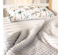 Grand Plaid Couverture Réversible En Minky Safari Safari, Vert, Gris, Blanc 140X200