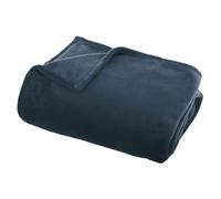 Grand plaid en flanelle uni - 180x130 cm - Bleu foncé