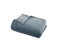 - Grand plaid en Flanelle uni - 180x130 cm - Bleu Orage - OLLIS