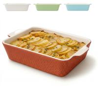 Grand plat à gratin en céramique – Bords très hauts – Plat à gratin pour tiramisu et gratins – Plat à lasagnes – Rouge