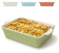 Grand plat à gratin en céramique – Bords très hauts – Plat à gratin pour tiramisu et gratins – Plat à lasagnes (vert)
