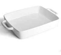 Grand plat à gratin en porcelaine blanche, plat à gratin rectangulaire, moule à gâteau, plat à gratin avec poignées, plat à lasagnes (blanc)