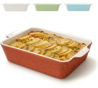 Grand plat à gratin Praknu - Plat à lasagnes en céramique - Bords extra hauts - Plat allant au four pour tiramisu et gratins - Plat à lasagnes - Rouge