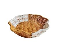 Grand plateau à fruits moderne pour collations, desserts, séparateurs robustes en polypropylène, bol de service en rotin tissé, assiette à dessert en rotin, grande assiette à dessert tissée à la main