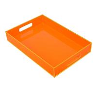 Grand plateau de service décoratif en acrylique avec poignées pour cuisine, bar, cuisine, fête, 43 x 33 cm, orange fluo