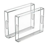 Grand plateau en acrylique transparent étanche avec poignées, pour aliments, collations, table basse, fête, cafétéria, salle à manger, cuisine, dessert