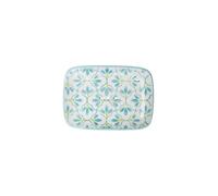 Grand porte-savon rectangulaire Floral/bleu en céramique, avec trous pour l'évacuation de l'eau, 13,5 x 9,5 x 2 cm