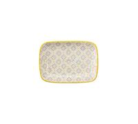 Grand porte-savon rectangulaire Taditional/jaune en céramique avec trous pour l'évacuation de l'eau 13,5 x 9,5 x 2 cm