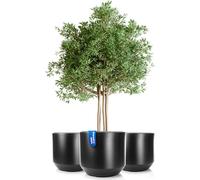 Grand pot de fleurs BigDean 3X, style rond, diamètre 58 cm, couleur anthracite, avec pot intérieur amovible. Pot de fleurs résistant aux intempéries, fabriqué en plastique incassable. Grand pot de pla