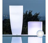 GRAND POT DE FLEURS LUMINEUX ROND HAUT H90 RÉSINE LAMPE BLANCHE MADE IN ITALY