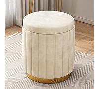 Grand pouf de rangement en velours, repose-pieds rond en peluche avec capacité cachée, chaise de coiffeuse douce pour salon, chambre à coucher, décoration d'intérieur élégante