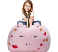 Grand pouf en forme d'éléphant - Sac à jouets en forme d'animal, à remplir - Organisateur pour chambre de fille, idéal pour un cadeau - Noël, anniversaire - 61 x 56 x 48 cm - Rose