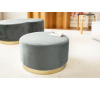 Grand pouf en laiton et velours Dallas